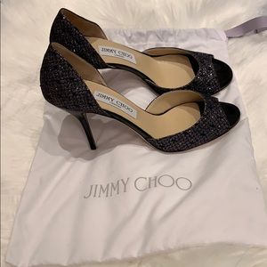 Jimmy Choo 100m sparkle slip on heels size 38